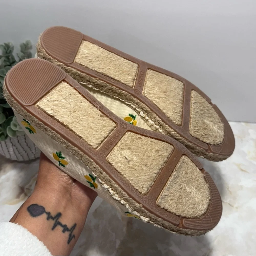 Talbots Izzy‎ Lemon Knotted Canvas Espadrilles Size 6 Coastal Summer Cottagecore